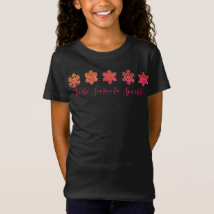 Zarte rosa Orange-Schneeflocken-Muster T-Shirt