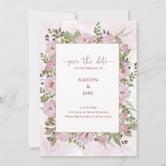 Zarte rosa Pfingstrosen-Hochzeitseinladung Save The Date