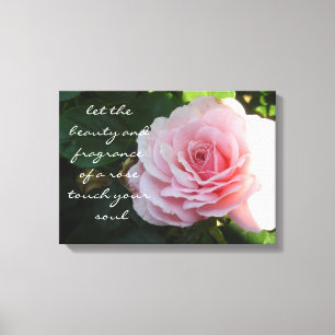 Zarte rosa Rose mit Spruch Leinwanddruck