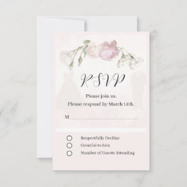Zarte rosa Rosen & Braut und Bräutigam Kollektion RSVP Karte