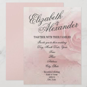 Zarte rosa Rosen Hochzeitseinladung Einladung
