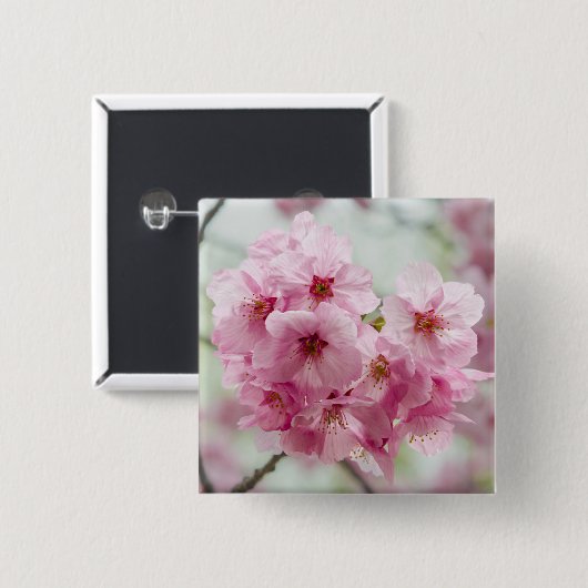 Zarte rosa Sakura-Blüte japanische Flora Button (Vorne & Hinten)