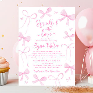 Zarte rosa Schleifen Mädchen Baby Sprinkle Einladung