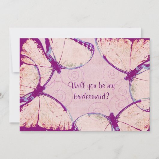 zarte rosa Schmetterlinge Einladung (Vorderseite)