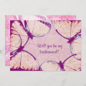 zarte rosa Schmetterlinge Einladung (Vorne/Hinten)