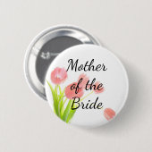 Zarte rosa Tulpen Mutter der Braut Button (Vorne & Hinten)