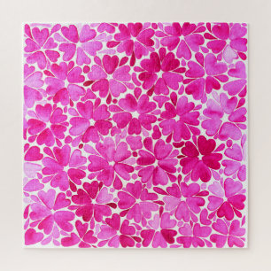 Zarte rosa Wasserfarben Blumen Puzzle