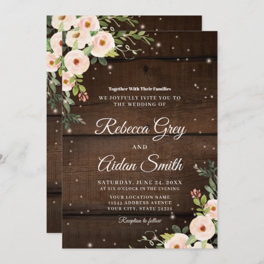 Zarte rustikale Hochzeit mit Blumenbeete Einladung (Vorne/Hinten)