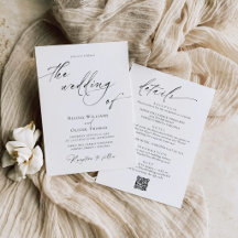 Zarte schwarz-weiße Hochzeitseinladung