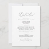 Zarte Silberkalligraphie in einer Hochzeit Einladung (Rückseite)