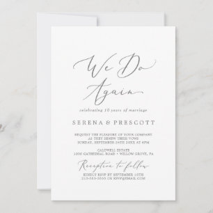 Zarte Silberne Wir Tun Es Wieder Vow Renewal Einladung