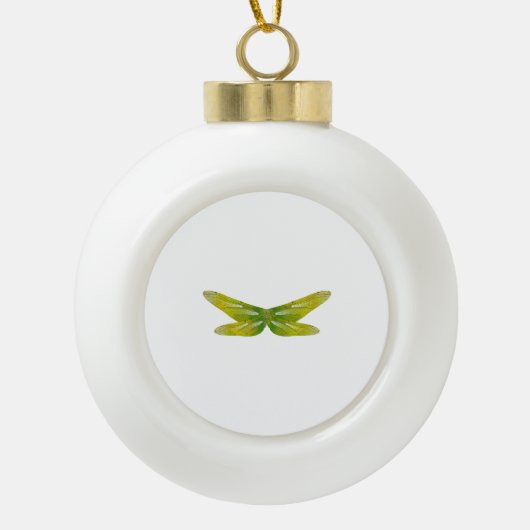 zarte Smaragdgrüne Drachenfliegenflügel Keramik Kugel-Ornament (Vorderseite)