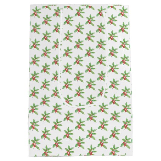 Zarte Stechpalmenbeeren Weihnachten Mittlere Geschenktüte (Rückseite)