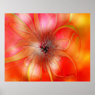 Zarte tropische Blume in Orange und Gelb Poster