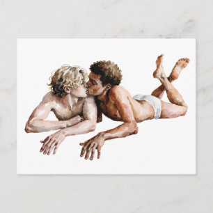 Zarte Umarmung - Romantische Wasserfarben-Illustra Postkarte