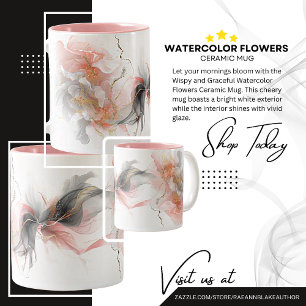 Zarte und elegante Wasserfarben-Blumen Keramik-Tas Zweifarbige Tasse