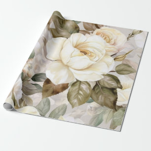 Zarte Vintage Cremig Weiße Rosen Geschenkpapier