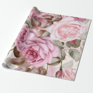 Zarte Vintage-Rosa-Rosen Geschenkpapier