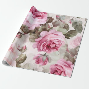 Zarte Vintage-Rosa-Rosen  Geschenkpapier