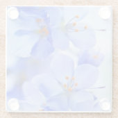 zarte violette Blumen mit orangefarbenen Glasuntersetzer (Rückseite)