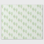 Zarte Wasserfarben-Baum-Muster Hellgrün Geschenkpapier (Flach)