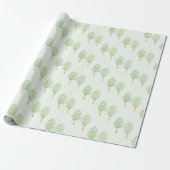 Zarte Wasserfarben-Baum-Muster Hellgrün Geschenkpapier (Ungerollt)