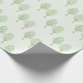 Zarte Wasserfarben-Baum-Muster Hellgrün Geschenkpapier (Ecke)