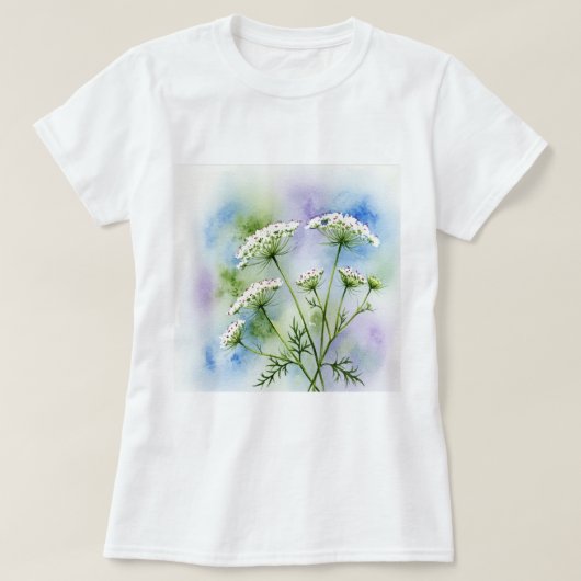 Zarte weiße Blumen T-Shirt (Design vorne)