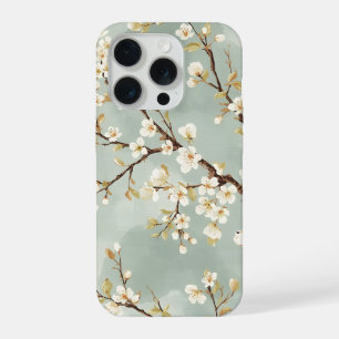 Zarte weiße Blütenzweig Botanik  iPhone 15 Pro Hülle