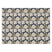 Zarte weiße Rosen mit goldenen Akzenten Tischdecke (Vorderseite (Horizontal))
