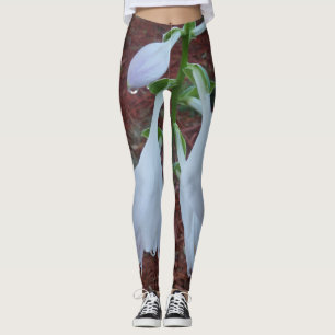 Zarte weiße Sun-Hosta-Blüten Leggings