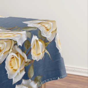 Zarte weiße und blassgelbe Rosen Tischdecke