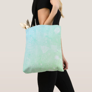 Zarte weiße Wildblumen-Mintgrün-Verlauf Tasche