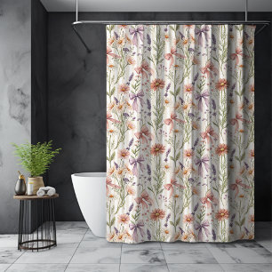 Zarte Wildblumen Boho-Cocquette-Bogen-Muster Duschvorhang