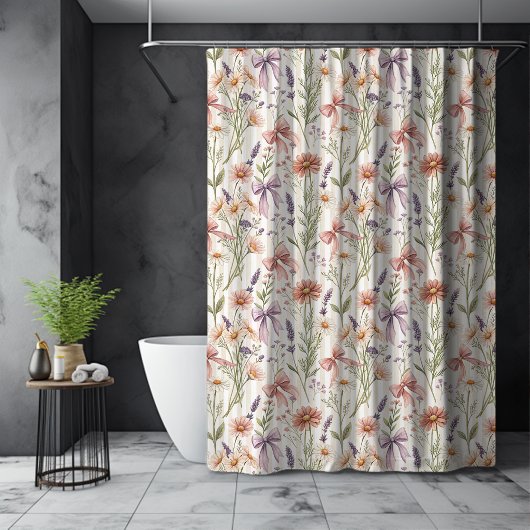 Zarte Wildblumen Boho-Cocquette-Bogen-Muster Duschvorhang