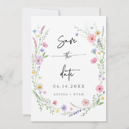 Zarte Wildblumen-Hochzeit-Save-the-Date-Karte Einladung