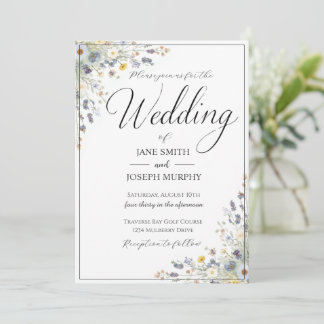 Zarte Wildblumen-Hochzeitseinladung Einladung