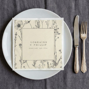 Zarte Wildblumen Hochzeitsserviette Serviette