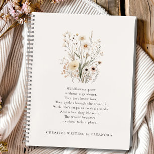 Zarte Wildblumen Inspirierendes Gedicht Notizblock
