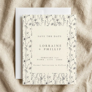 Zarte Wildblumen nahtloses Muster Hochzeit Save The Date