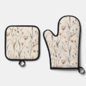Zarte Wildblumen  Ofenhandschuh & Topflappen-Set (Vorderseite)