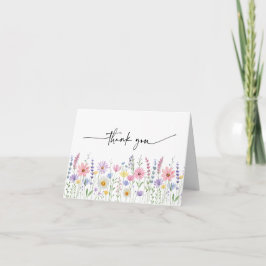 Zarte Wildblumen-Wiesen-Hochzeit Dankeskarte