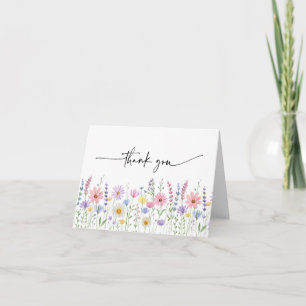 Zarte Wildblumen-Wiesen-Hochzeit Dankeskarte