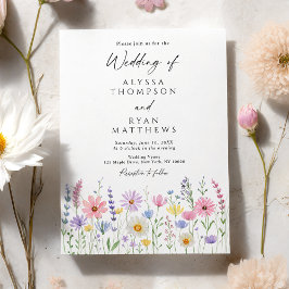 Zarte Wildblumen-Wiesen-Hochzeit Einladung