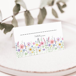Zarte Wildblumen-Wiesen-Hochzeitsplatzkarte