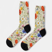 Zarte Wildblumenwiesenblüten Socken (Linkes Detail)