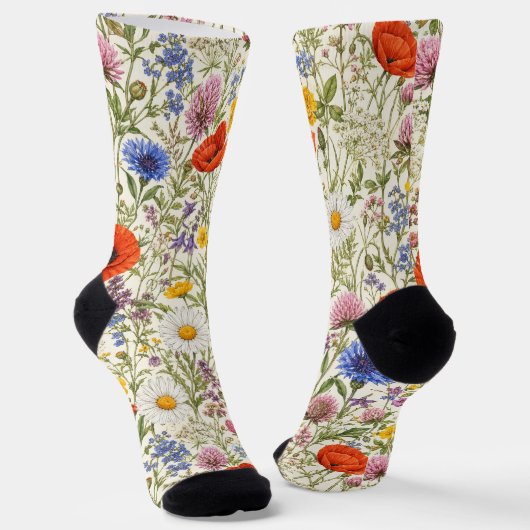 Zarte Wildblumenwiesenblüten Socken (Gewinkelt)