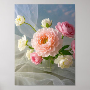 Zarte Zeitlose Elegante Rosa Blumen Poster