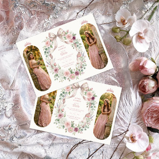 Zarte Zwillinge Quinceañera Rosafarbenes Florales  Save The Date