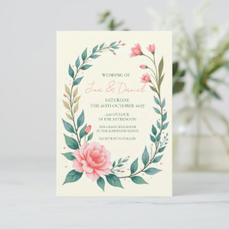 Zarter Blumenkranz-Einladung Save The Date